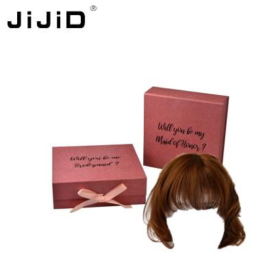 China JiJiD Logo Printed Luxury Rigid Cardboard Eco Friendly Recyclable Custom Gift Packaging Matte Pink Sliding Drawer Paper Box For Wig for sale