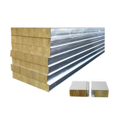 China Long Service Life 50/75/100mm Rock Wool Sandwich Wall Panel External Fireproof Wall Panel for sale