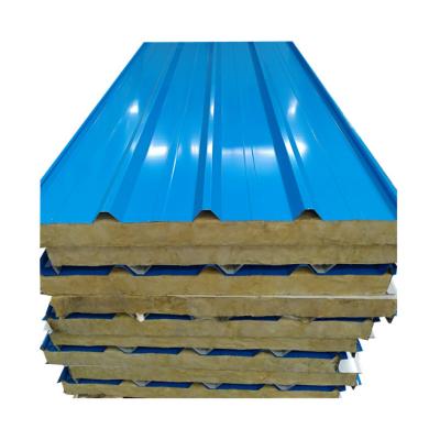 China Long Lifespan Fireproof Prefab House Rock Wool Roof Sandwich Panels Price for sale