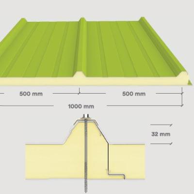 China 950/1000mm PU Sandwich Panel Polyurethane Sandwich Roof Panel For Building Materials for sale