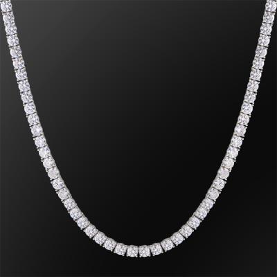 China Lead and Nickel Free 22 Inch 4mm CZ Diamond White Gold Plated Hip Jewelry 925 Tennis Necklace Silver Chain for sale