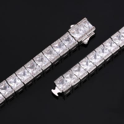 China Hiphop Hip Hop Jewelry 8mm Mens AAAAA CZ Diamond 14k White Gold Plated Outlet Tennis Brass Iced Out Bracelet for sale