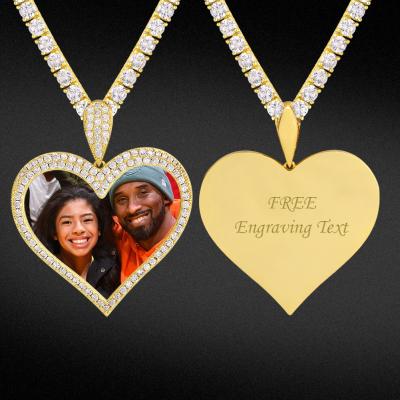 China DIY Memory CLASSIC Hip Hop Custom Pendant Iced Out Diamond Heart Photo Frame Brass Stainless Steel Pendant for sale