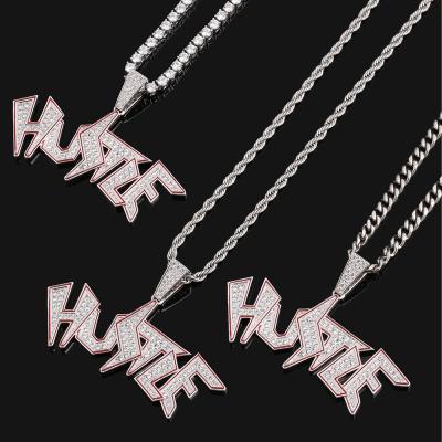 China English A-Z Initial Letters Hip Hop Hip Letter Name Jewelry Zircon Pendant Necklace Custom Made Large CLASSIC for sale