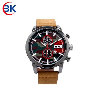 China Yellow And Gray PU Water Resistant Fashion Camouflage Strap OEM / ODM Watches For Men for sale