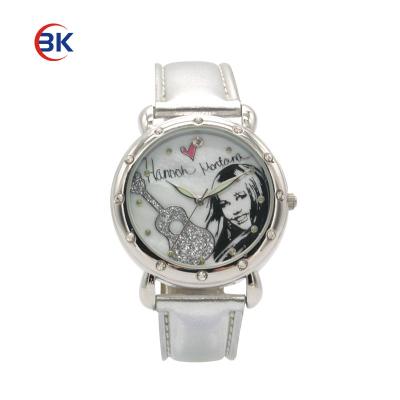 China Chronograph Photo Printing Dial PU Band pc21 Leather Movement Girls Hand Watch for sale