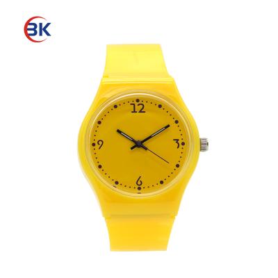 China Yellow Plastic Watch Plastic Strap Band Quartz Children Kids Wristwatch for sale