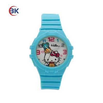 China Water Resistant Hello Kitty Watch For Girls Deal Multicolor Dial Silicone Band Blue for sale