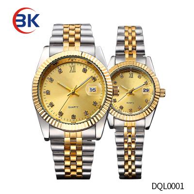 China Automatic Date Japan Movt Watch Rates Couple To Watch All Stainless Steel Bezel Gold Watch for sale