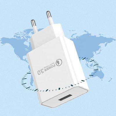 China Cheap QC 3.0 Quick Charger 18W Quick Charger Plug USB Phone Accessories Phone Charging Power Adapter for sale