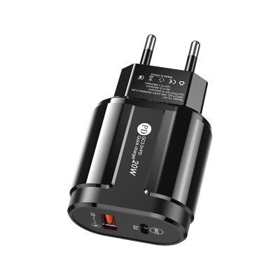 China 20W USB-A USB-C Travel Adapter Fire Retardant Fast Charger Mobile Phone UK EU/USA Fast Charging Wall Charger for sale