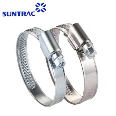 China German Pipe Flange Type DIN 3017 Galvanized Steel Band Worm Gear Drive Pipe Clamp Embossed Free Samples for sale