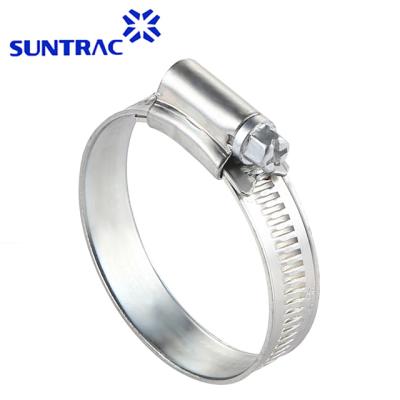 China Pipe Clamp Bandwidth 9.7mm 12.7mm Worm Gear Drive British Type Pipe Clamp With Riveting Home for sale