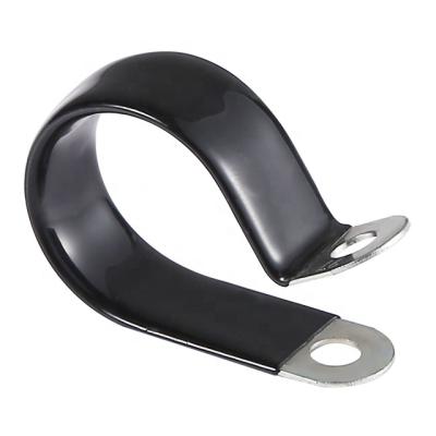 China Pipe Clamp Galvanized P Style Steel Vinyl Dipped Plastic Coated Pipe Clips / Pipe Clamps for sale