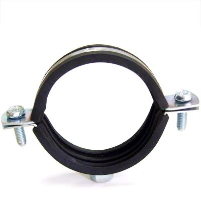 China Rubber Pipe Clamp 20mm Band Width M8+M10 EPDM Lined Heavy Duty Pipe Clamp High Strength for sale