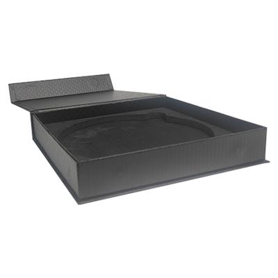 China Recyclable Luxury Black Magnetic Closure Cardboard Rigid Gift Box With Eva Foam Insert for sale