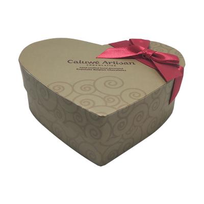 China Aseptic Chocolate Box Heart Shape Custom Design Gift Box Golden Christmas And Valentine's Day Chocolate Packaging for sale