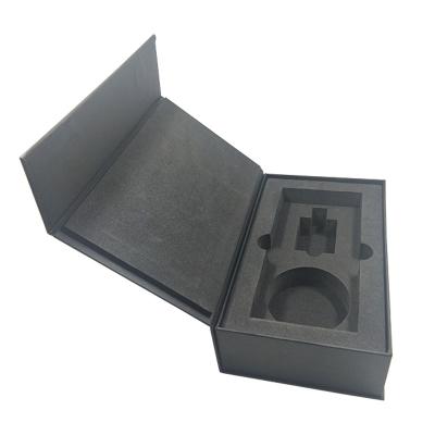 China Luxury Recyclable Matt Black Rigid Cardboard Magnetic Closure Gift Box with EVA Foam Insert for sale