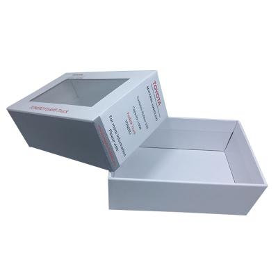 China Recyclable Custom Logo Rigid Paper Packaging Gift Box With Clear PVC Window For Electronic Product for sale