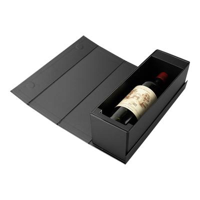 China Recyclable Luxury Paper Cardboard Single Magnetic Folding Wine Bottle Wine Packaging Gift Box for sale