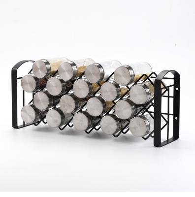 China Sustainable Spice Rack Organizer For Countertop With 18 Empty Glass Spice Jars for sale