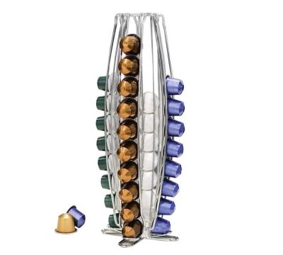 China Sustainable Chrome Plated Metal Coffee Capsule Holder For 40 Coffee Capsules for sale