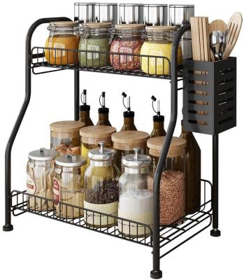 China Large Viable Kitchen Knocked-Down Spice Rack, Organizer Standing Bathroom Storage Shelf Seasoning Rack for sale