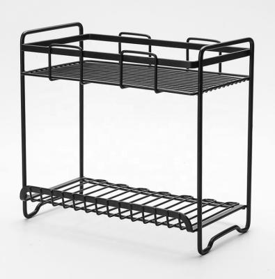 China Sustainable 2 Tier Countertop Storage Organizer Spice Rack Storage Shelf Bathroom Rack for sale