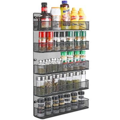 China 5-Tier Spice Rack Sustainable Wall Mount Organizer for Cabinet Office Door, Full Cover Hanging Spice Shelf Black for sale