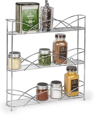 China Sustainable Chrome Countertop 3-Tier Rack Buffet Organizer Or Optional Wall Mounted Storage, 3 Spice Shelves for sale