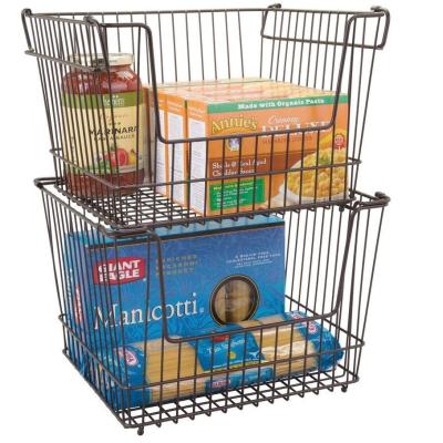 China 2 tier storage baskets / viable stackable trash cans metal basket for sale