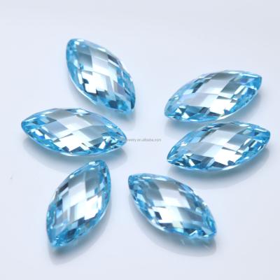 China Jewelry Making Diy Jewelry Accessories Factory Sale Special Double Faceted Cut CZ Zirconia Marquis Shape Aquamarine Color For Jewelry Accessories for sale