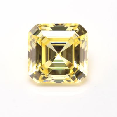 China Beautiful Keliji Wholesale Light Yellow Emerald Cut Cubic Zirconia Gemstone Color Square Cushion For Jewelry Accessories for sale