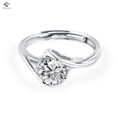 China Hot Romantic White Diamond 925 Ring For Wedding Gold Gift Silver Color Moissanite Fashion 1carat D Sale Keliji for sale