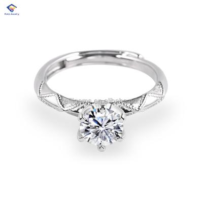 China 1carat Silver Wedding Ring Moissanite Diamond Ring Keliji Hot Sale 925 Romantic Ring White Moissanite Diamond Women for sale