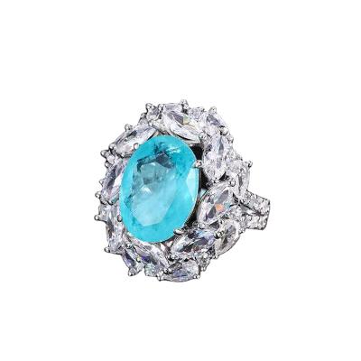 China Fusion Stone Luxury Gift Party Anniversary Wedding Paraiba 10x14mm Pendant Gold Plated 925 Silver Rings Jewelry Sets For Women Or Anniversary Gift for sale