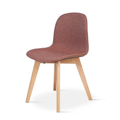 China Other Modern Restaurant Wooden Leg Upholstered Fabric Dining Chair for sale