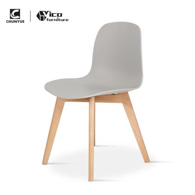 China Other Wholesale Dining Plastic Leisure Chair With Wooden Leg for sale