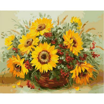 China New Classic/Postmodern Sunflower Oil Painting By Numbers Kits Drawing Home Decor Digital Coloring Flowers Canvas Pictures Living Room Wall Art for sale