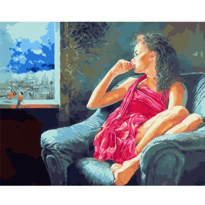 China Classic Hot Sexy Women Oil Painting By Numbers For Home Decor Sexy Girl Hand Painted Paint By Number Kits Oil Painting for sale