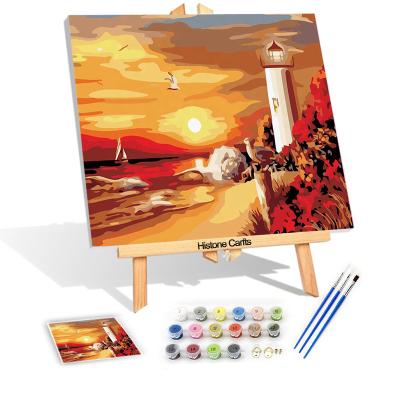 China Modern Landscape Nature Sunset Oil Painting By Numbers, Newcomer Gift Oil Painting On Canvas Painting Gift Picture Sunset On The Sea for sale