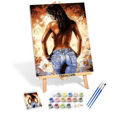 China New Classic/Postmodern Painting By Number Nude Bare Back With Frame DIY Wood Oil Painting By Numbers Sexy Girl Design For Home Decor Bedroom Decoration for sale