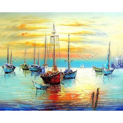 China Wholesale New Classic/Postmodern Sailing Boat Seascape DIY Oil Painting By Numbers Kits Acrylic Paint On Canvas Modern Wall Art For Home Decor Abstract for sale