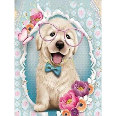 China Mosaic Eco-friendly Diamond Embroidery Full Round Rhinestone Art Home Decor Handmade Cartoon DIY 5D Diamond Painting Dog Cross Stitch for sale