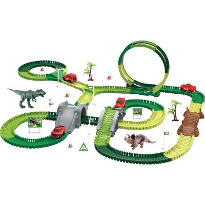 China Electric Track With Light Music Creative Educational Diy Assemble Toys Children Racing Tracks Train Track Toys Dinosaur Slot Car for sale