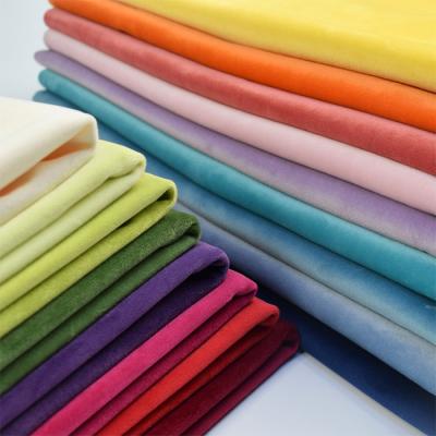 China 160 Colors Breathable Velvet Plain Velvet 300GSM Polyester Upholstery Fabric 100% Velvet Hangers for sale