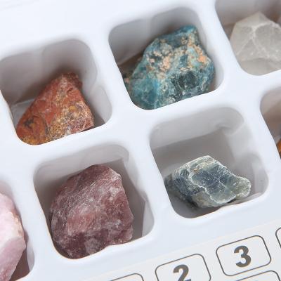 China Color Changing Rock and Mineral Educational Collection Box 12 Pieces Natural Gemstone Gift Box for sale