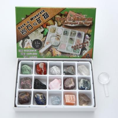 China Color Changing Rock and Mineral Educational Collection Box 15 Pieces Natural Gemstone Gift Box for sale