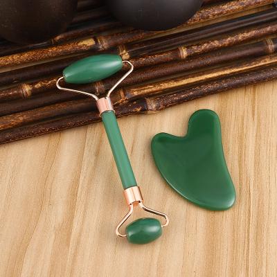 China Fashional Souvenir Gifts Massage Stick Muscle Roller Skin Vibrating Derma Facial Green Jade for sale