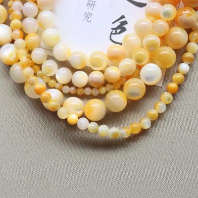 China Natural Sea Shell Pearl Loose Beads Diy Pleochroic/Pleochroism Round High Quality Gold Wholesale For Jewelry Making for sale